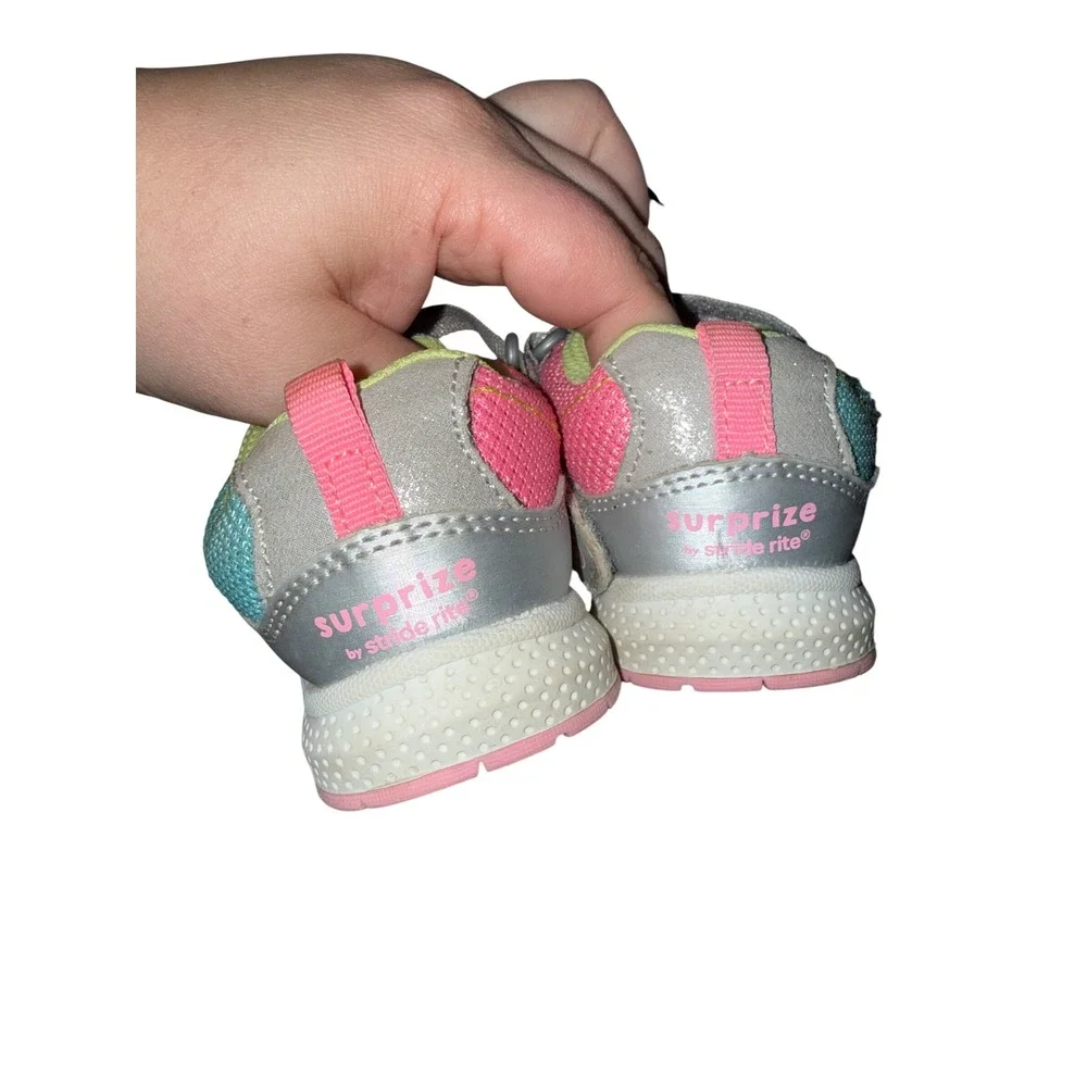 Surprize by Stride Rite Revel Girls Pink Teal Silver Sneakers Toddler Size 8M
